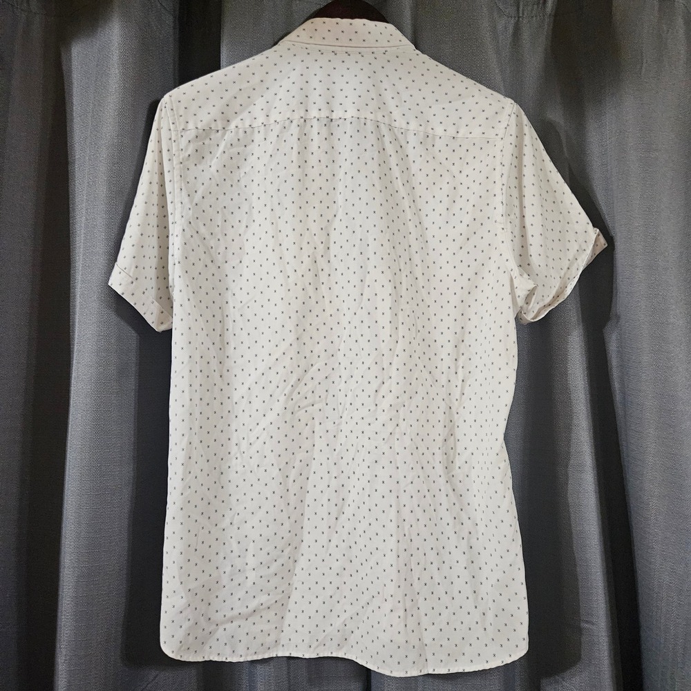 Ted Baker London Short Sleeve Geometric Button Down Shirt White Mens Size 3 - Picture 4 of 7